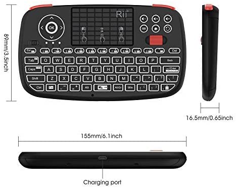 Rii Bluetooth Keyboard,Portable Mini Wireless Keyboard with QWERTY Backlit Keypad,Touchpad for Apple iOS/Android/Window Smartphone, Tablet, PC, PS4, Xbox, Apple TV,and More Tablets, Laptops