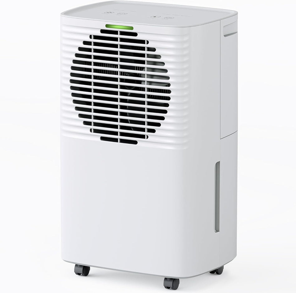 Hansabenne 30-Pints Dehumidifier for Basements - 2000 Sq. Ft. Dehumidifier with Auto or Manual Drainage - Compact Dehumidifier with Intelligent Humidity Control | Auto Defrost | Dry Clothes for Home Basements Bedroom Bathroom