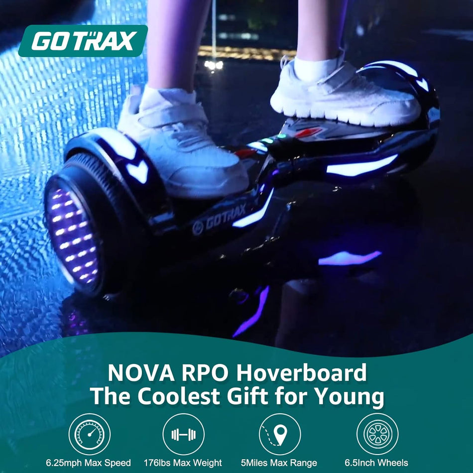GOTRAX Nova Pro Hoverboard Self Balancing Scooter with 6.5" Wheels, Big Capacity Lithium-Ion Battery up to 5miles, Dual 200W Motor up to 6.2 Mph