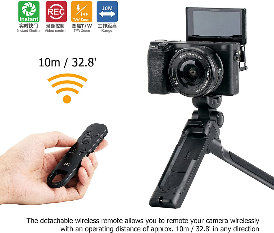 Wireless Bluetooth Remote Control Shooting Grip Mini Tabletop Tripod Replaces GP-VPT2BT for Sony ZV-E1 ZV-1F A7R V A7 A7S III II FX30 ZV-E10 ZV-1 A7C A9II A6600 A6400 A6100 RX100 Series & Xperia PRO-I