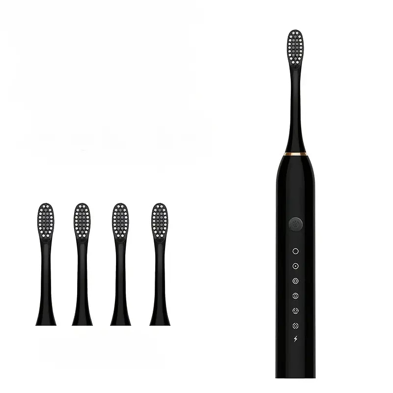 Black Series Ultra Whitening Toothbrush - 8 Brush Heads & USB Rechargeable Ultrasonic Tooth Brush – 420000 VPM Electric Motor & Travel Case - 6 Modes W Smart Time