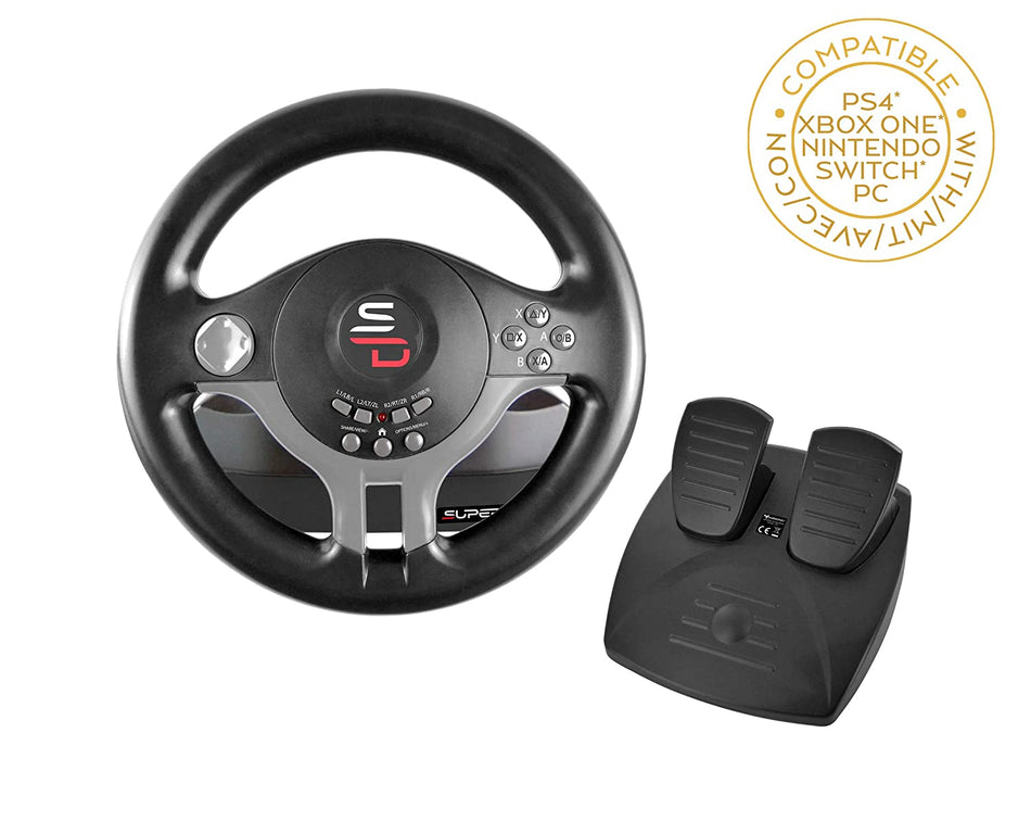 Superdrive - Racing Steering Wheel Driving Wheel SV200 with pedals and shift paddles for Nintendo Switch - PS4 - Xbox One - PC