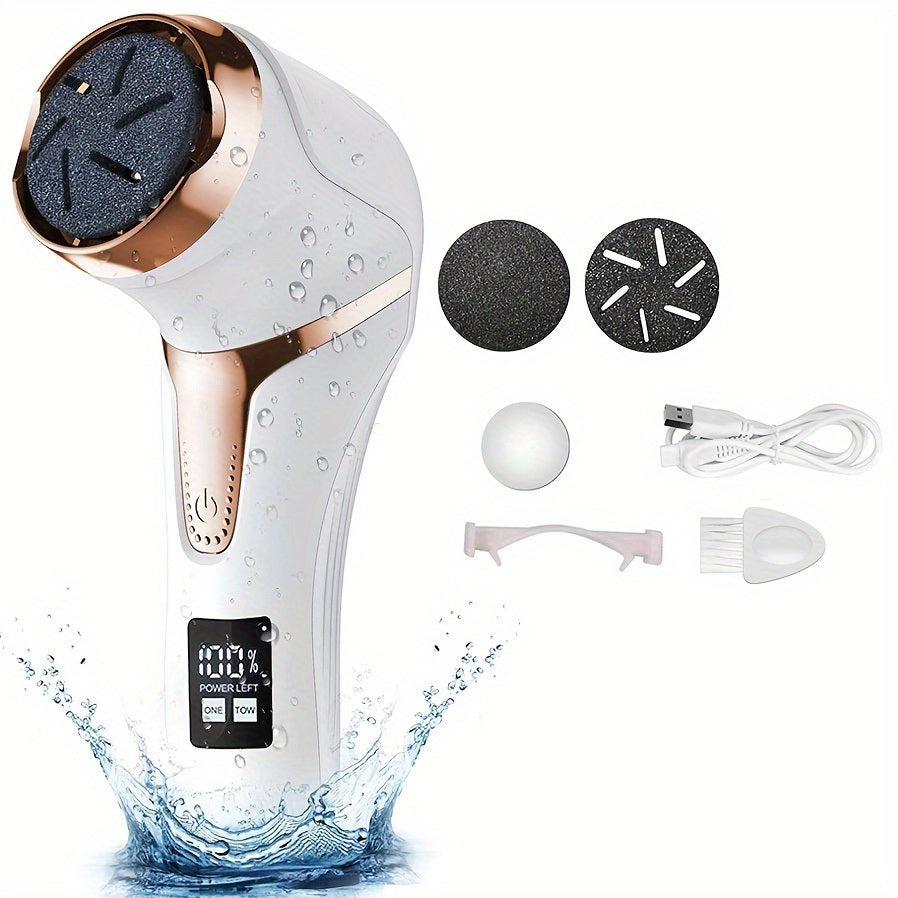 Electric Callus Remover For Feet With Dander Vacuum Cleaner, Rechargeable Foot Callus Remover Pedicure Tools Foot File, Professional Foot Care Kit Dead Skin Remover With 3 Heads & 2 Speed, LCD Display