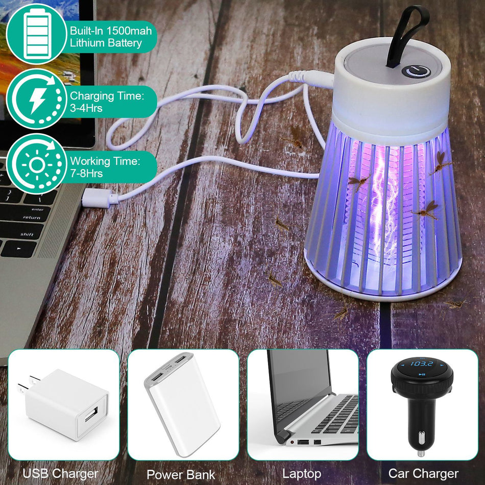 Electric Bug Zapper Mosquito Insect Killer Lamp Portable LED Light Fly Trap Catcher with LED Light