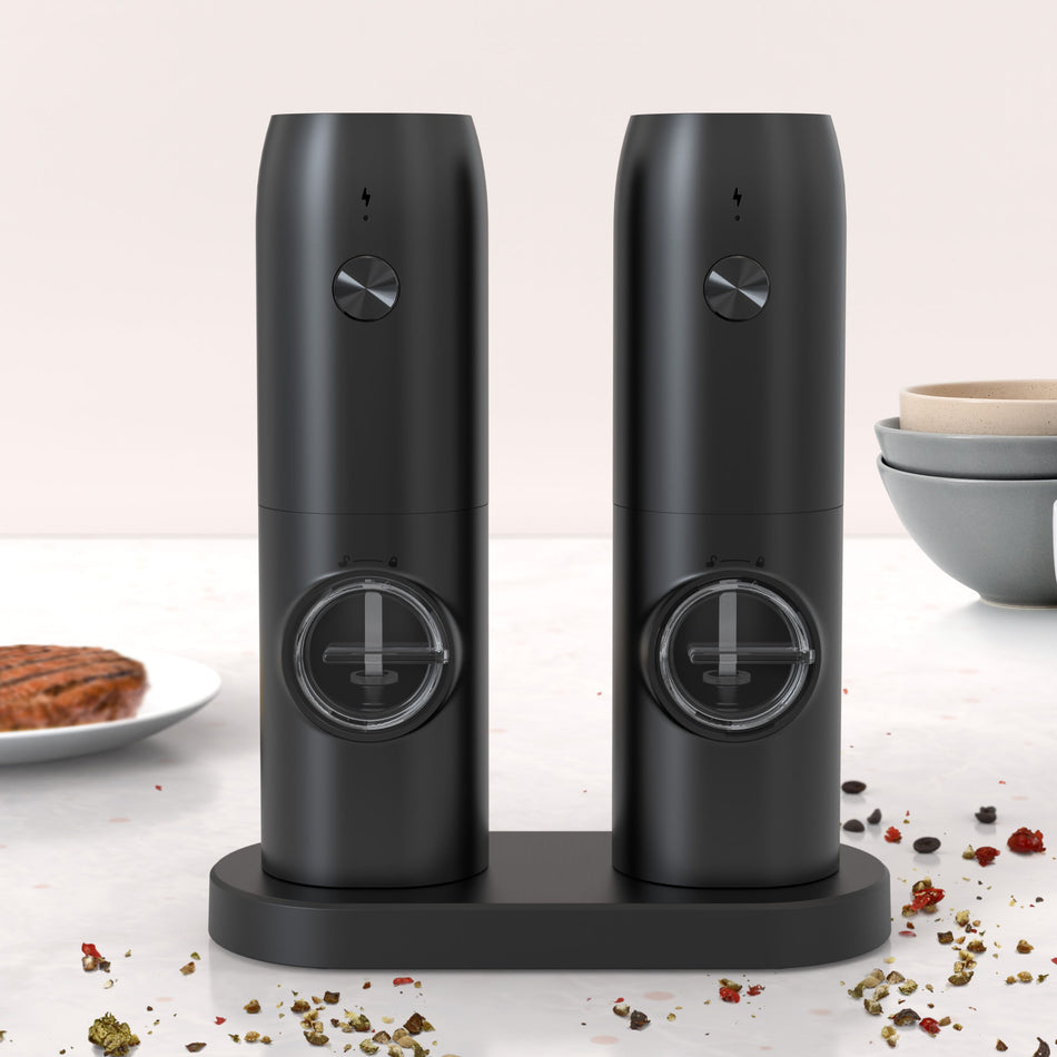 2pcs Electric Salt And Pepper Grinder Set; Pepper Mill; Adjustable Coarseness Rechargeable Pepper Grinder; Pepper Mill With Type C Cable